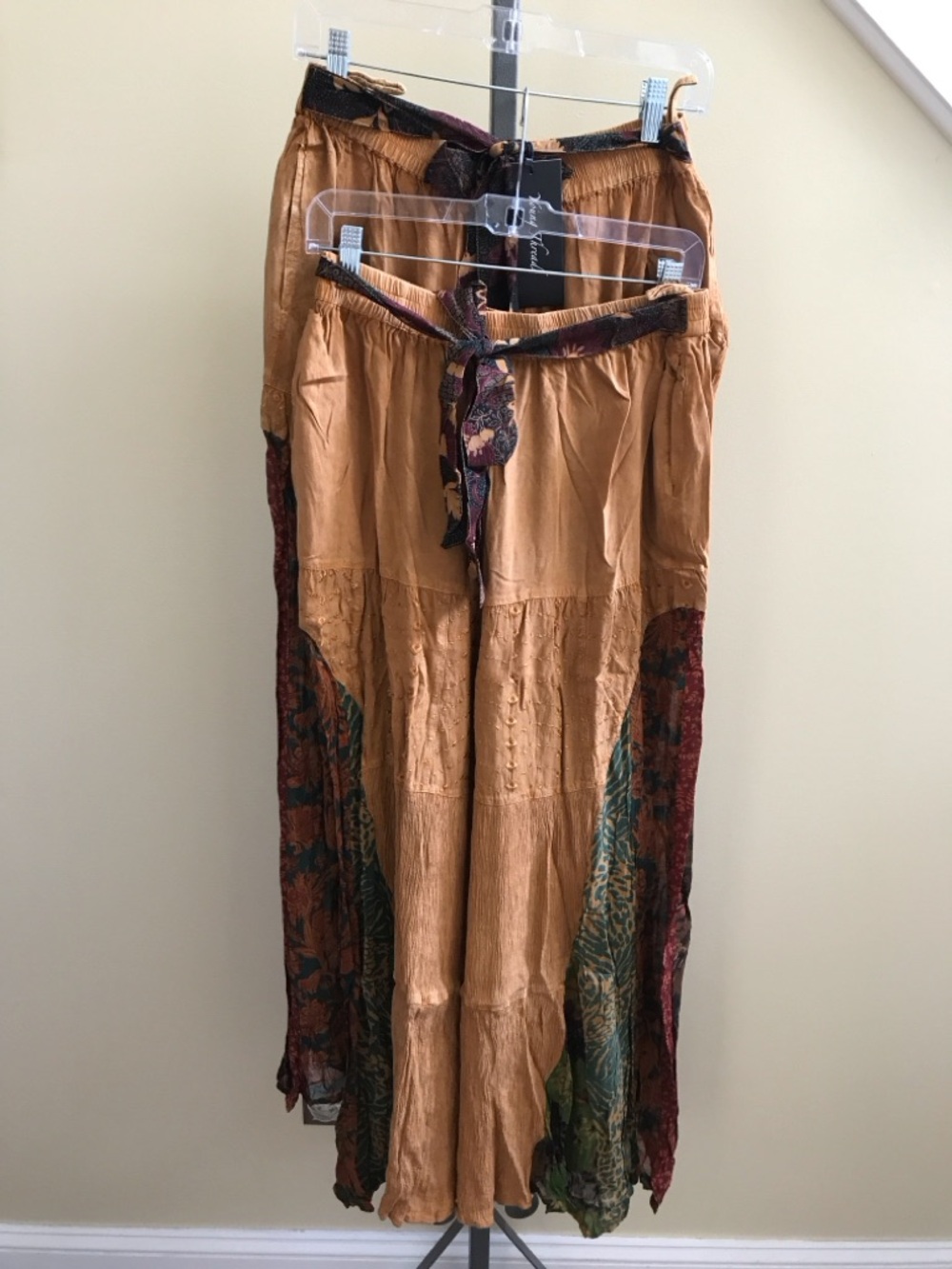 YOUNG THREADS NWT Pants Gauze Brown Tones Palazzo Size Medium Large